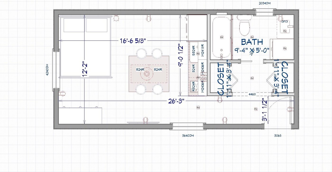 Measured floor plan with room dimensions and closet layouts